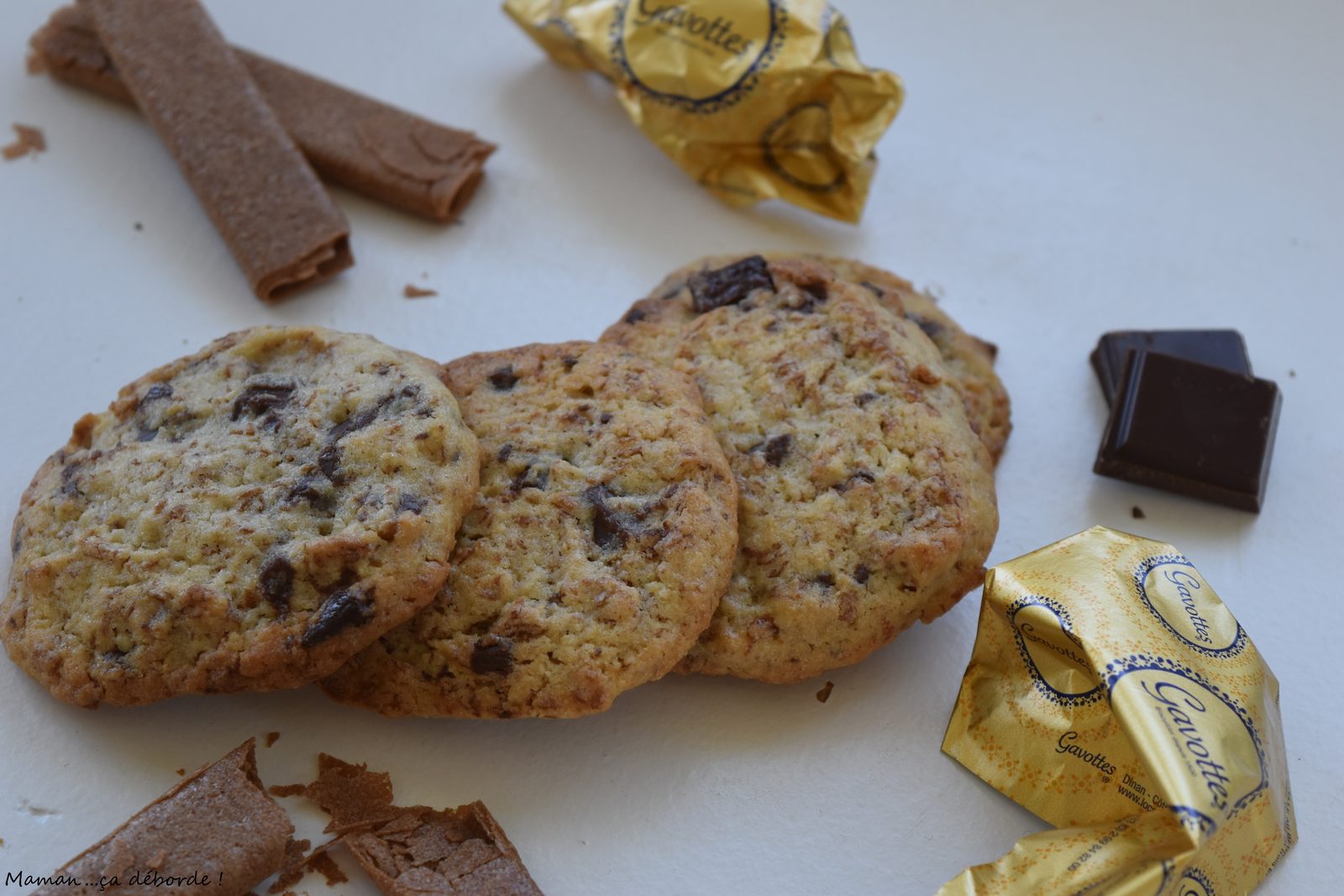 Cookies chocolat, gavotte et noisette